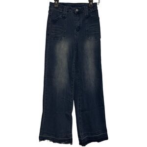 High-Rise Patch Pocket Wide-Leg Jeans‎ - Medium